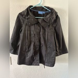 Vera Wang Black Windbreaker Princess Seams And Funnel Collard Size Medium